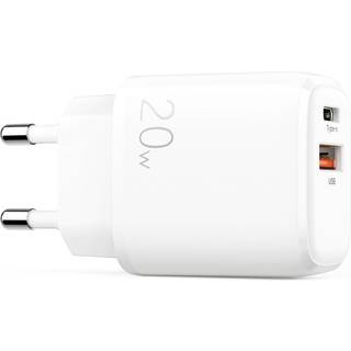 SiGN Hurtigoplader USB & USB-C, PD & Q.C3.0, 3,5A, 20W - Hvid