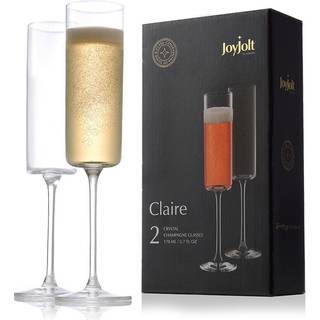 JoyJolt Champagne -fløjter - Claire Collection Crystal Champagne Glasses Sæt på 2 - 5,7 ounce kapacitet - udsøgt håndværk