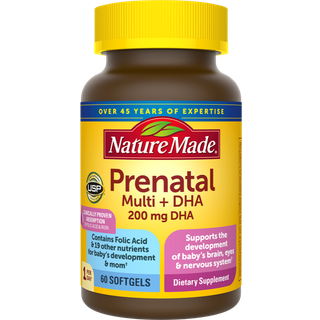 Naturfremstillet pr?natal med folinsyre + DHA pr?natalt vitamin- og mineraltilskud til daglig ern?ringsst?tte 60 softgels 60 dages forsyning