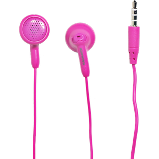 Magnavox MHP4820M-PK gummy ørepropper med mikrofon i lyserød | Fås i Pink Purple White Black & Blue | Ørebuds gummi | Ekstra værdi komfort stereo