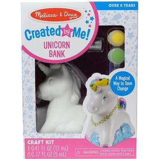 Melissa & Doug skabt af mig! Dekorere-din-own Unicorn Bank Craft Kit med 6 gryder med malingsglitterlim pensel