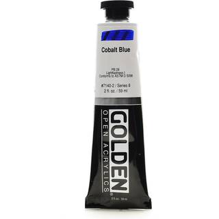 Åbn langsomtørrende akryl af Golden Cobalt Blue 2 fl oz. Rør professionel akrylmaling semi-opaque