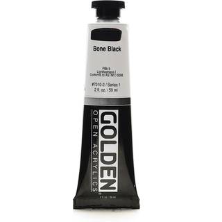 Åbn langsomtørrende akryl af Golden Bone Black 2 fl oz. Rør professionel akrylmaling halvtransparent