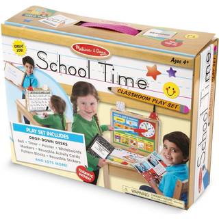 Melissa & Doug Skoletid! Klasselokale legesæt - Vær lærer eller elev med to skriveborde, tavler, timer og tilbehør
