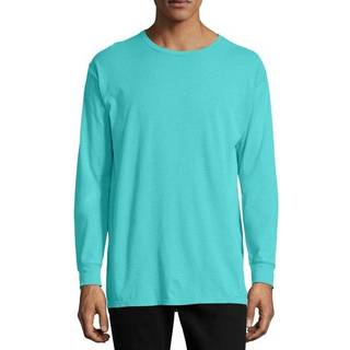 Unisex tøjfarvet langærmet t-shirt-sort-S (D0102H7K6F6)