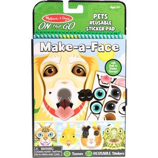 Melissa & Doug på farten Make-A-Face genanvendelig klistermærke Pad Travel Toy Activity Book-Pet Animals (10 Scenes 65 Cling Stickers)