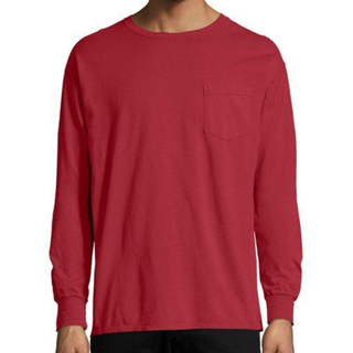 5,5 oz 100 % ringspundet bomuld Bekl?dningsfarvet lang?rmet skjortelomme M CRIMSON FALL