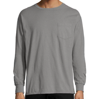 5,5 oz 100 % ringspundet bomuld Bekl?dningsfarvet lang?rmet T-shirt lomme M BETON