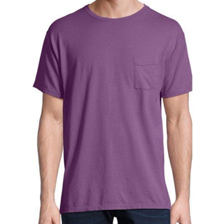 Unisex beklædningsfarvet t -shirt med lomme - sort - S (D0102H7K02T)