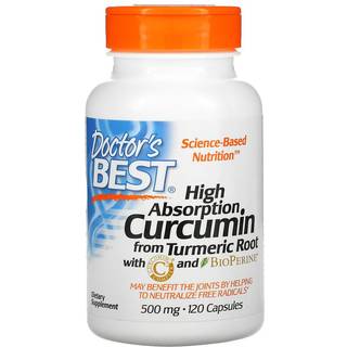Høj absorption Curcumin fra gurkemeje rod med C3 Complex & BioPerine, 500mg - 120 kapsler