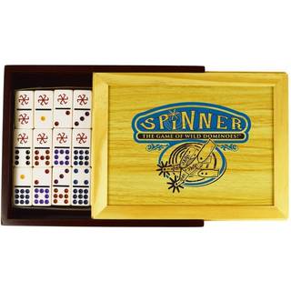Front Porch Classics | Spinner Domino Game Set in Collectible Wooden Case fra Front Porch Classics for 2 til 8 spillere i alderen 8 og opefter