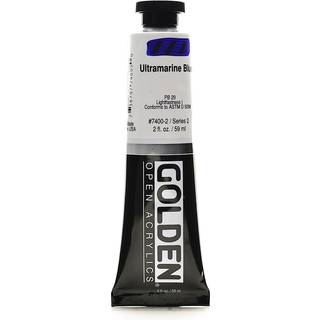 Åbn langsomtørrende akryl af Golden Ultramarine Blue 2 fl oz. Rør professionel akrylmaling halvtransparent