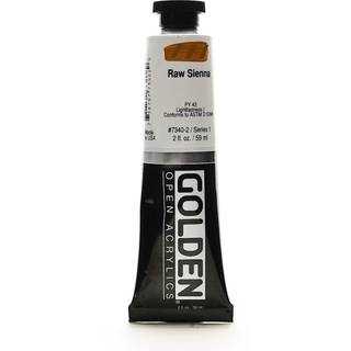 Åbn langsomtørrende akryl af Golden Raw Sienna 2 fl oz. Rør professionel akrylmaling semi-opaque