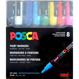 POSCA marker sæt PC-3M, 8 ass. farver, std.