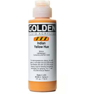 Fluid Acrylics af Golden India Yellow Hue 4 Fl. oz. Blaske professionel akrylmaling gennemsigtig