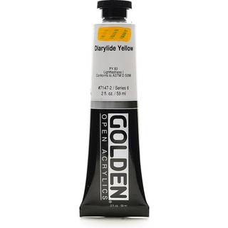 Åbn langsomtørrende akryl med gylden diarylide gul 2 fl oz. Rør professionel akrylmaling semi-opaque