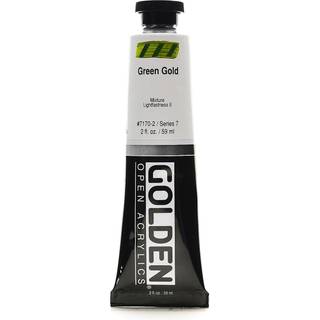 Åben langsomtørrende akryl af Golden Green Gold 2 fl oz. Rør professionel akrylmaling halvtransparent