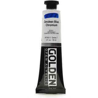 Åben langsomtørrende akryl af Golden Cerulean Blue Chromium 2 fl oz. Rør professionel akrylmaling halvtransparent