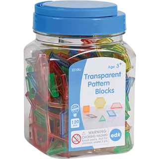 Edxeducation 22108 Gennemsigtige m?nsterblokke - Mini Jar - Plastm?nsterblokke - ?v sorteringsm?nstre M?ling og fraktioner - Sensorisk spil - Mat