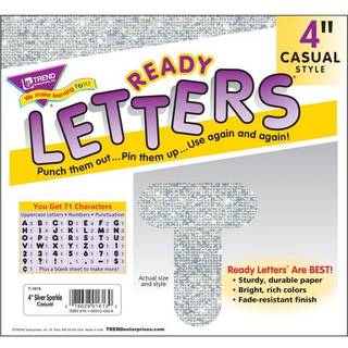 Klar bogstaver 4 afslappet s?lv l?ringsmaterialer gnistre klassev?relse dekorationer t-1613 trendvirksomheder inc.