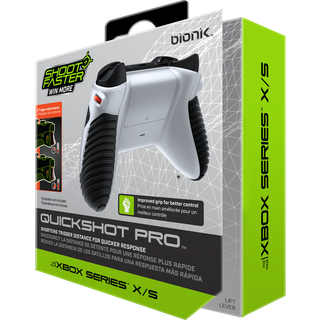 Bionik Quickshot Pro Xbox Series X/S controller håndtag (sort/hvid) - På lager i butik