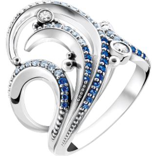 Thomas Sabo TR2378-644-1 Damen-Ring Welle mit Blauen Steinen