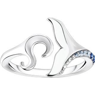 Thomas Sabo TR2385-644-1 Damenring Schwanzflosse und Welle mit Blauen Steinen
