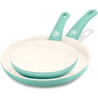 Greenlife Soft Grip Sunde keramiske nonstick 7 """" og 10 """" Frying Pan Sæt PFAS & PFOA-FREE VAPASHER SAFE EGG OMELET Pandewar Cookware til let mad