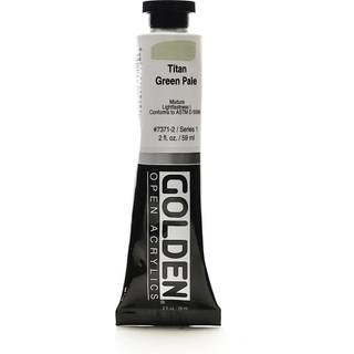 Åbn langsomtørrende akryl af Golden Titan Green Pale 2 fl oz. Rør professionel akrylmaling uigennemsigtig