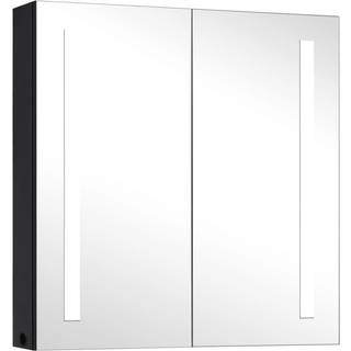 Badeværelsesskab Med Spejl + Led-Lys 62X14X60 Cm