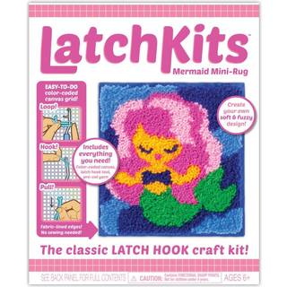 Latchkits Latch Hook Kit til v?goph?ng og mini -t?ppe - Havfrue - H?ndv?rkss?t med let farvekodet l?rred Forudsk?ret garn & l?sekrogv?rkt?j - Per