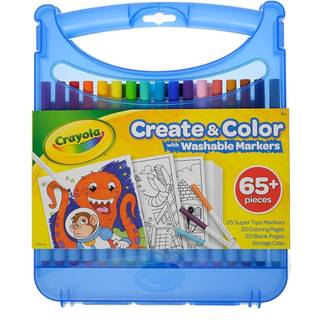 Crayola: Bærbar kunstnersæt med vaskbare tuscher og farvelægningsark - 65 stk