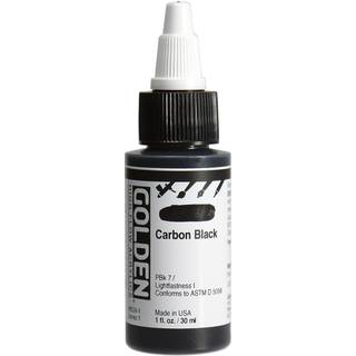 Akryl med høj strømning af Golden Carbon Black 1 FL. oz. Blaske professionel akrylmaling uigennemsigtig