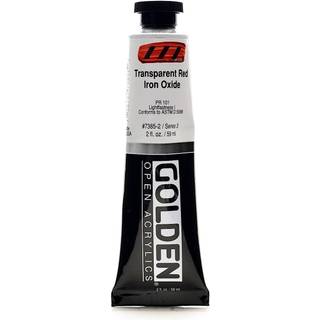 Åben langsomtørrende akryl af Golden Trans. Rødt jernoxid 2 fl oz. Rør professionel akrylmaling gennemsigtig