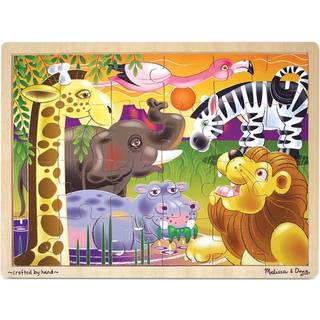 Melissa & Doug African Plains Safari Wooden Jigsaw Puzzle med opbevaringsbakke (24 stk)
