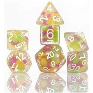 Glow in the Dark Melon Ball Glowworm Dice Set - Rollespilsterninger - Sirius Dice