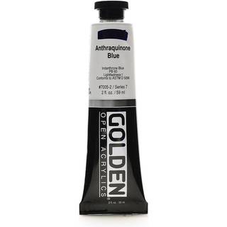 Åbn langsomtørrende akryl af Golden Anthraquinon Blue 2 fl oz. Rør professionel akrylmaling halvtransparent