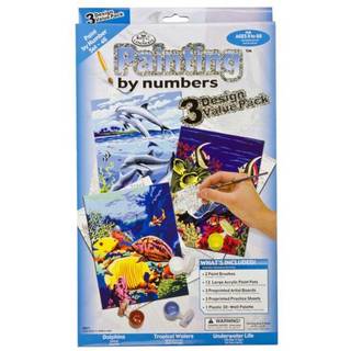 Royal & Langnickel Maleri af Numbers Junior Small 3-Piece Art Activity Kit Sea Life Set