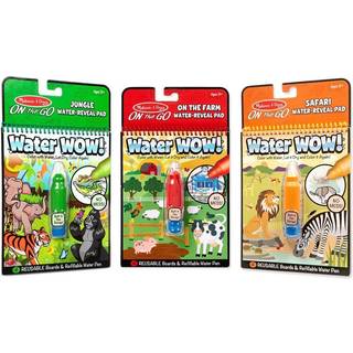 Melissa & Doug p? farten WoW! Genanvendelig farve med vandaktivitetspude 3 -pakke jungle safari g?rd - vand wow vand farvel?gning b?ger