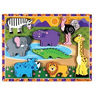 Melissa & Doug Safari Wooden Chunky Puzzle - 8 stykker - FSC -certificeret