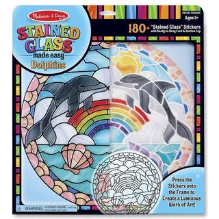 Melissa & Doug Stained Glass Made Easy Craft Kit: Dolphins - 180 klistermærker Havdyr håndværk til børn i alderen 5
