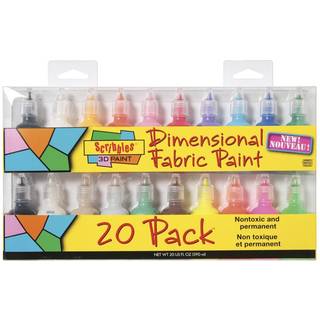 Bulk K?b: Scribbles Shiny 3D Maling - Pack of 20 Ultra Bright Nontoxic & Permanent Dimensional Paints For Fabrics T -Shirts Rygs?kke Postere Glas