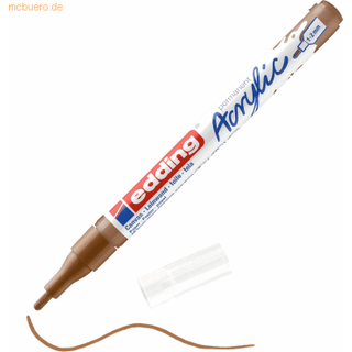 Edding 5300 akrylmarkør Fin - Hazel - 1 Vandtæt akrylmalingsmarkør - Fin runde nib 1-2mm - Akrylmalingspen til tegning på lærredskunstpapir og tr