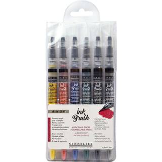 Sennelier Ink Brush Pen Set p? 6 iriserende