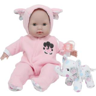 JC Toys 15 """" Realistic Soft Body Baby Doll With Open/Close Eyes Berenguer Boutique | Elephant Hooded Onesie Theme | Pink | Alder 2