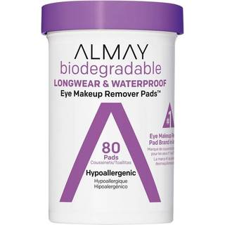 Almay biologisk nedbrydelige makeupfjernerpuder Langslidt og vandt?t Hypoallergen parfumefri hudl?ge og ?jenl?ge testet 80 t?ller