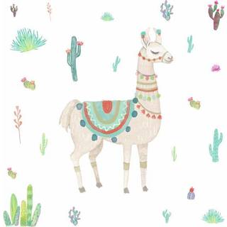 Rumskamrater RMK3839GM Akvarell Llama Peel och Stick Giant Wall Decals