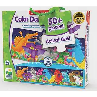 Learning Journey Long & Tall Puzzle - Color Dancing Dinosaurs - 51 Piece 5 -fod lange f?rskole -puslespil - Uddannelsesgaver til drenge og piger