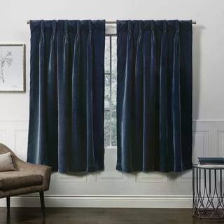 Eksklusivt Home Velvet tungv?gt knivspids plov gardinpanel par 63 """" l?ngde teal