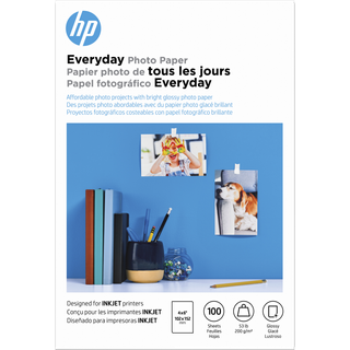HP Everyday Photo Paper Glossy 4x6 i 100 ark (CR759A) Pakke med 1